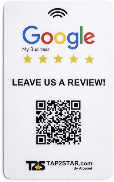 Google Review Card — card NFC + QR Code