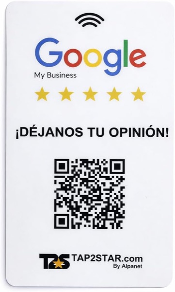 Tarjeta Reseña Google — tarjeta NFC + QR Code