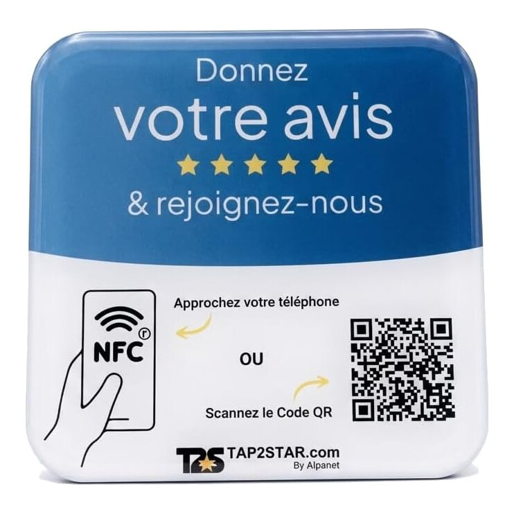 Plaque Avis Multi-sites — plaque NFC + QR Code