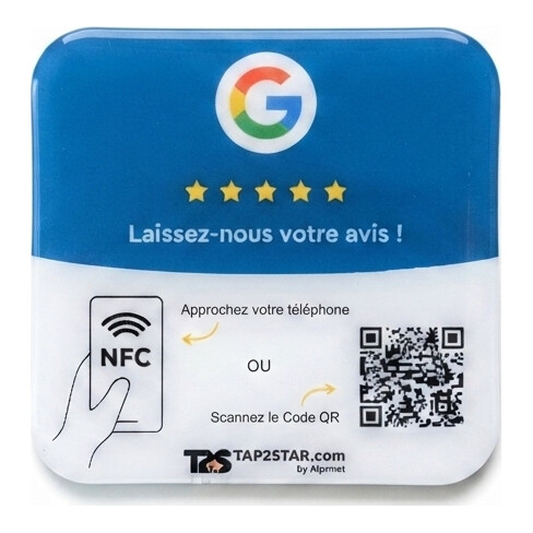 Plaque Avis Google — Logo G — plaque NFC + QR Code