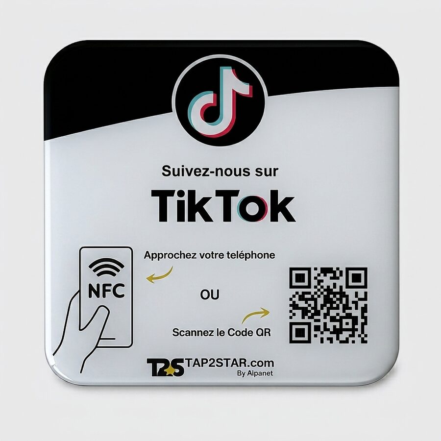 Plaque NFC TikTok + QR code Tap2Star